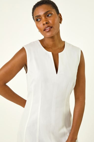 Roman White Panel Detail Midi Dress