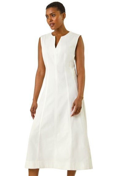 Roman White Panel Detail Midi Dress