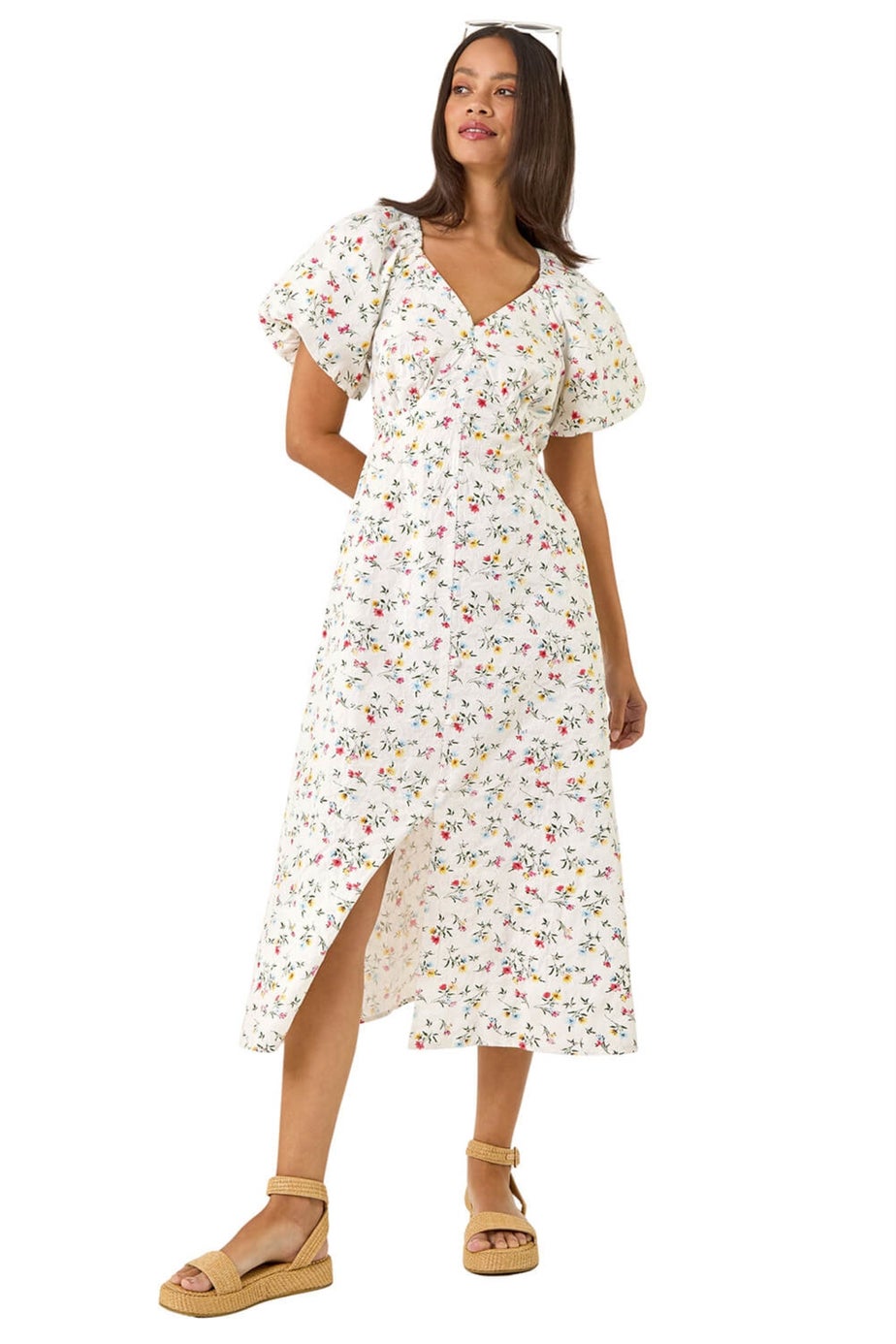 Dusk White Dusk Ditsy Broderie Midi Dress