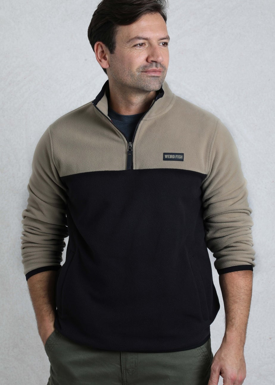 Weird Fish Warm Cream Tristan 1/4 Zip Colour Block Microfleece
