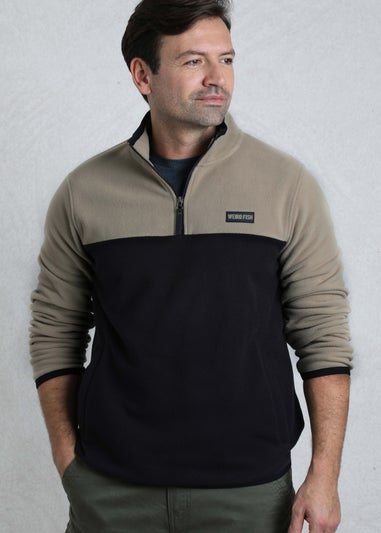 Weird Fish Warm Cream Tristan 1/4 Zip Colour Block Microfleece