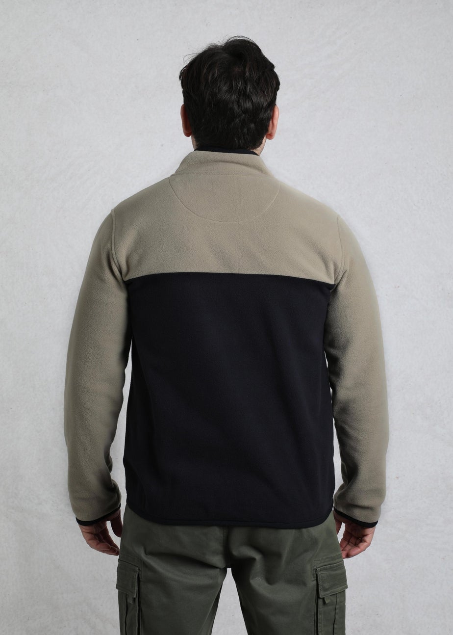 Weird Fish Warm Cream Tristan 1/4 Zip Colour Block Microfleece