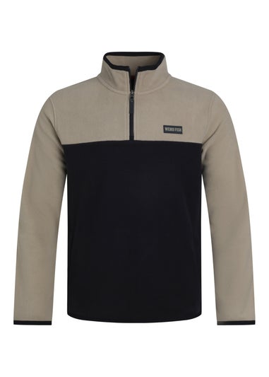 Weird Fish Warm Cream Tristan 1/4 Zip Colour Block Microfleece
