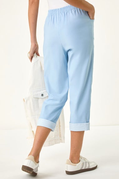 Roman Sky Blue Contrast Detail Cropped Stretch trouser