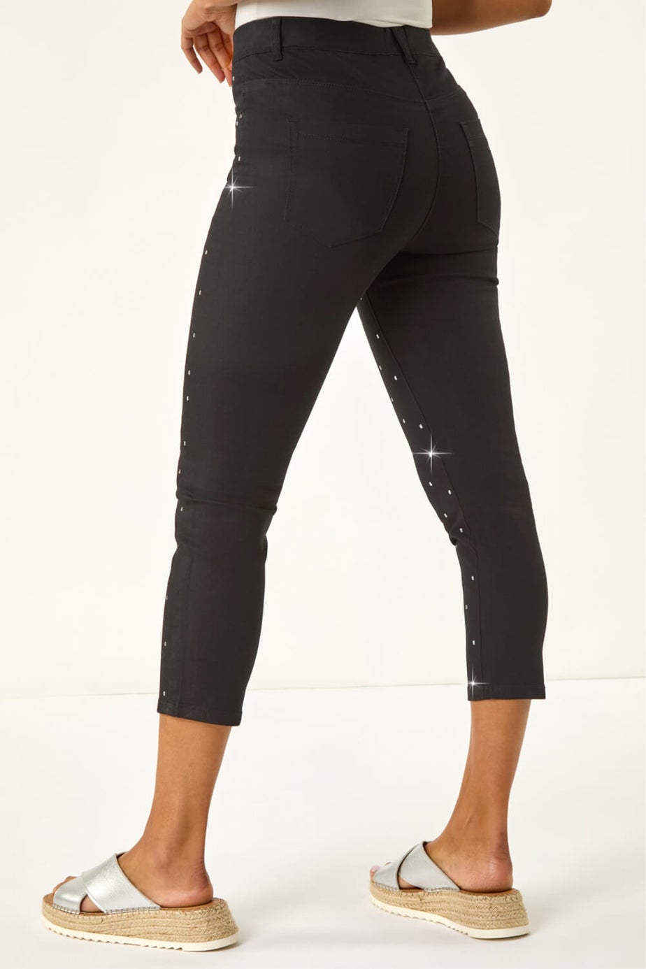 Roman Black Embellished Cropped Stretch Jeggings