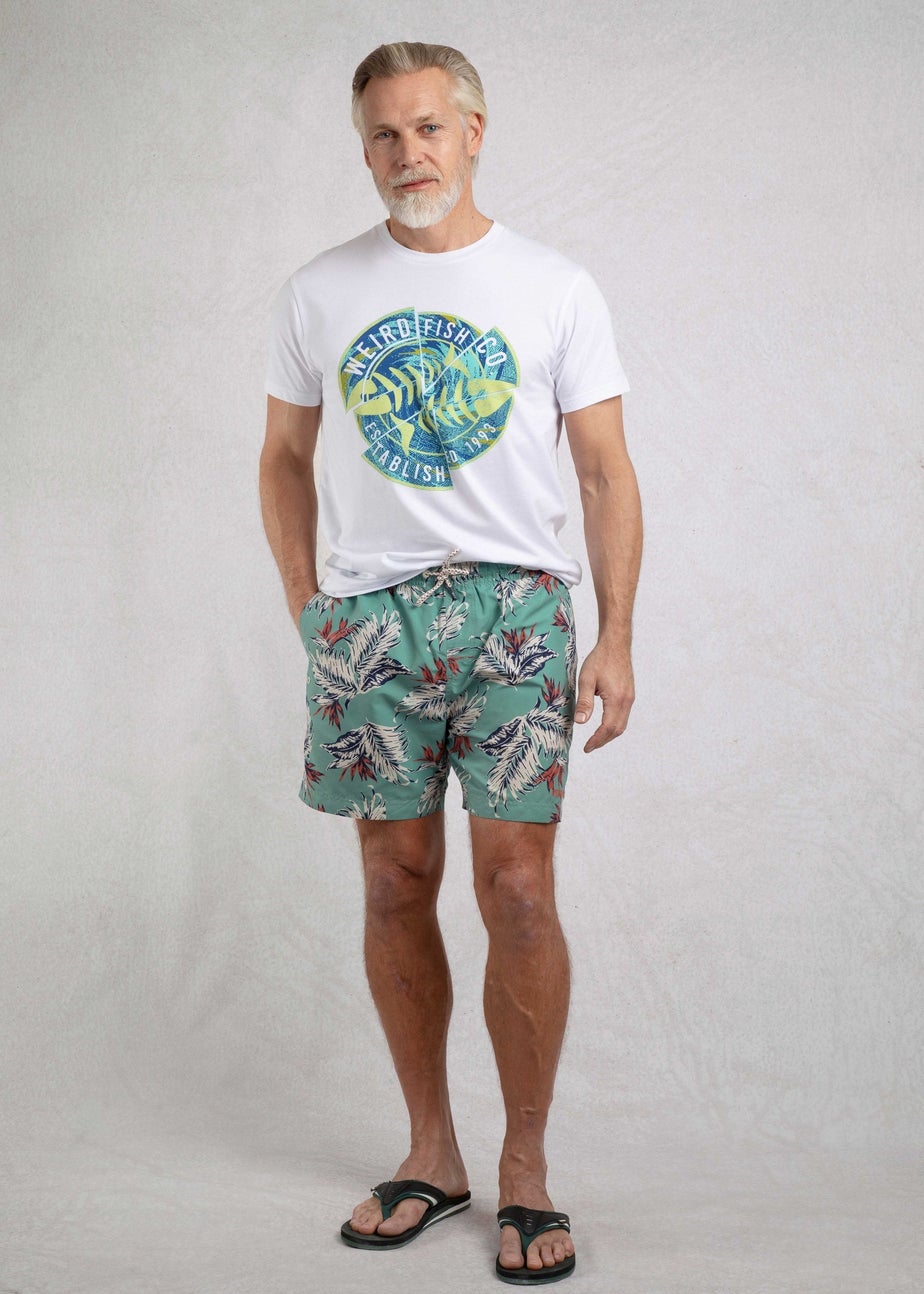Weird Fish Mineral Blue Belukha Printed Swim Shorts