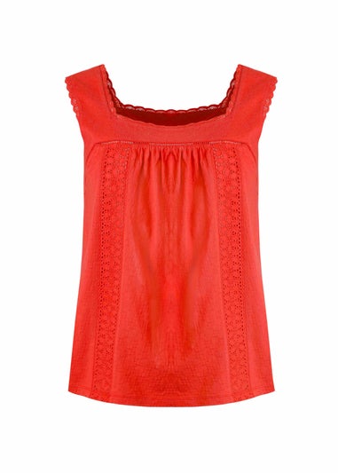 Weird Fish Tango Red Chelle Square Neck Jersey Vest