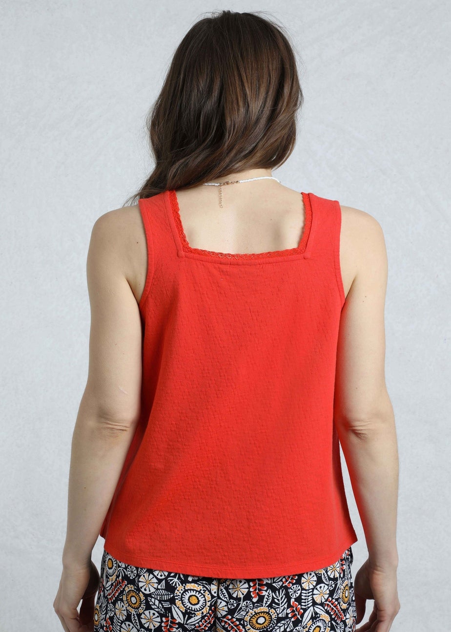 Weird Fish Tango Red Chelle Square Neck Jersey Vest