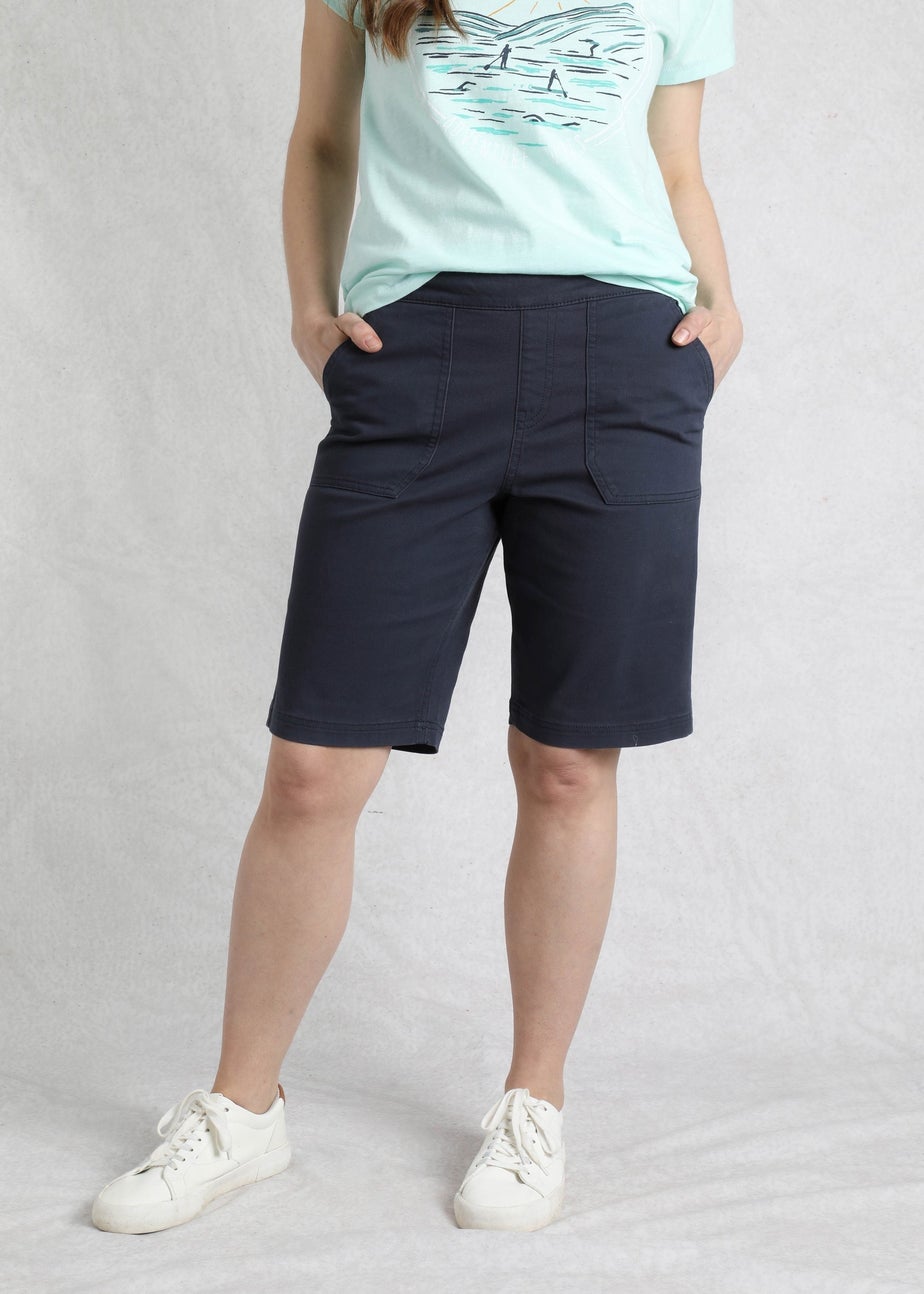 Weird Fish Navy Kinnie Flat Front Shorts