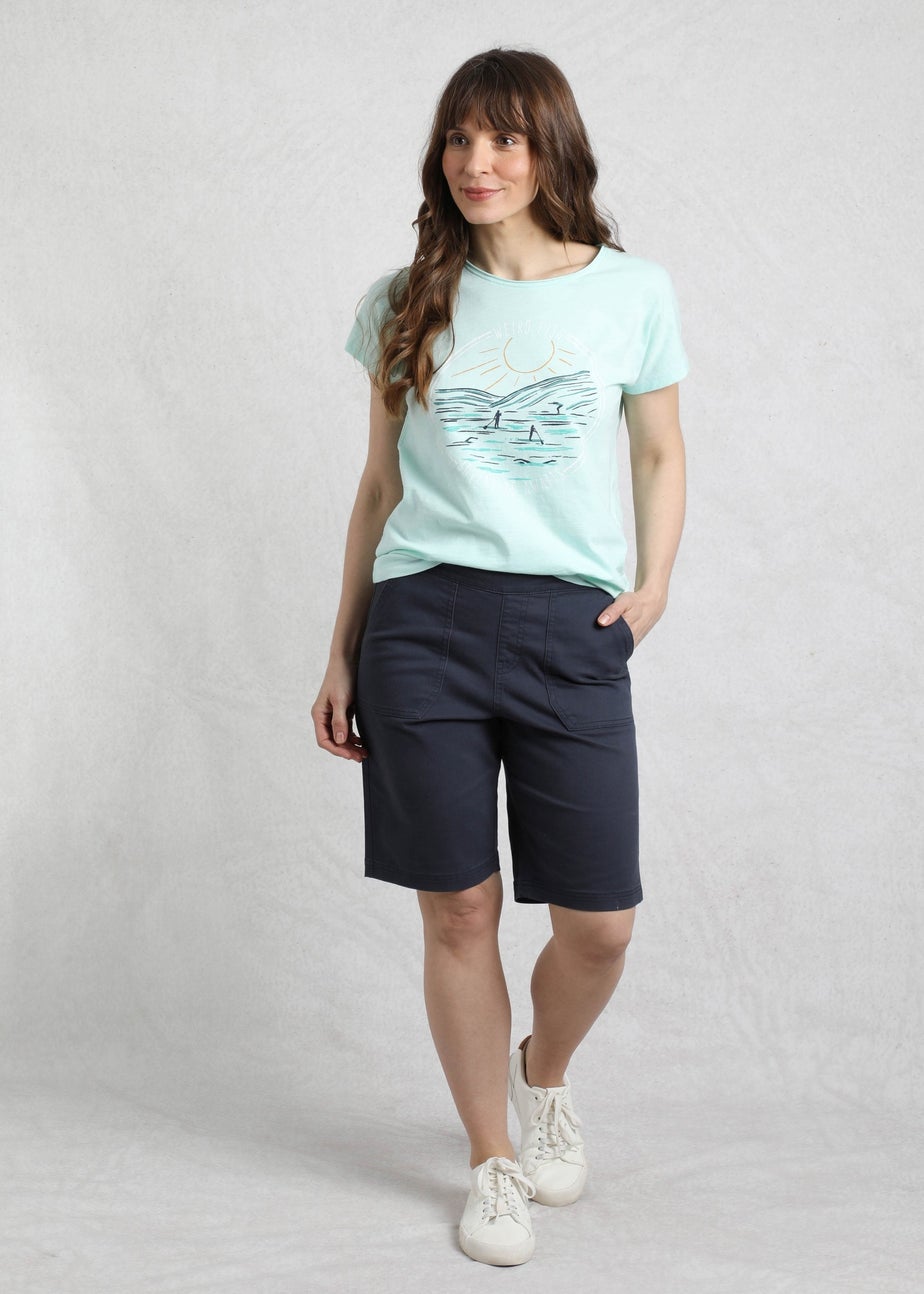 Weird Fish Navy Kinnie Flat Front Shorts