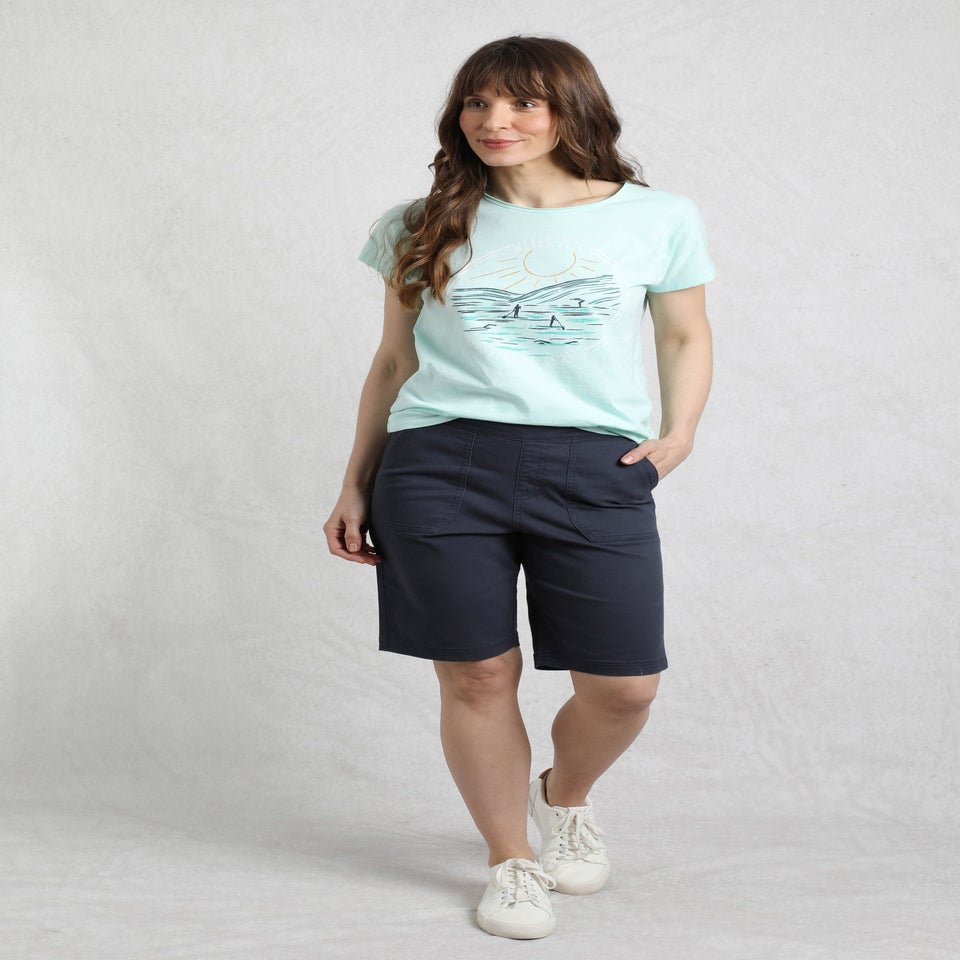 Weird Fish Navy Kinnie Flat Front Shorts