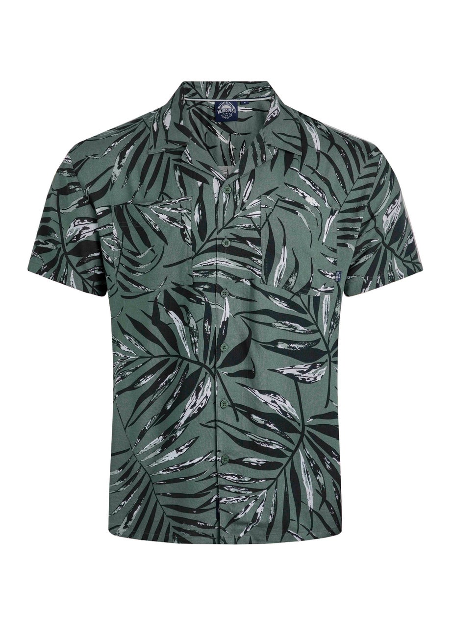 Weird Fish Army Green Holborn Hawaiian Shirt