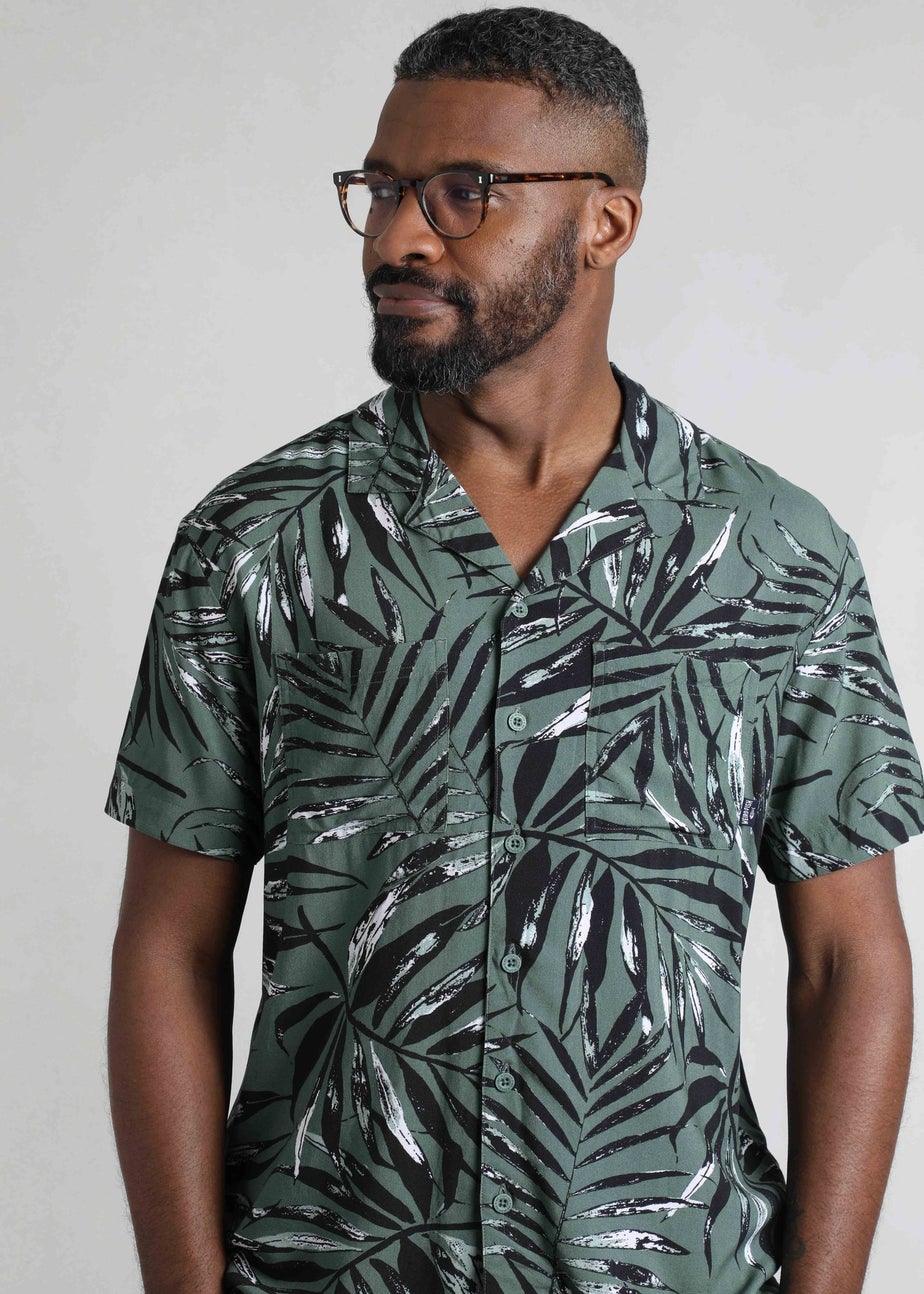 Weird Fish Army Green Holborn Hawaiian Shirt