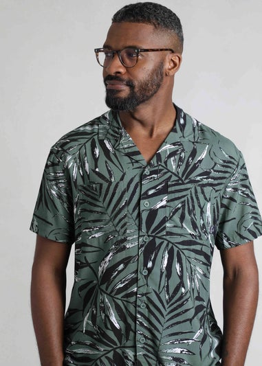 Weird Fish Army Green Holborn Hawaiian Shirt