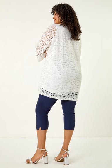 Roman White Curve Lace Front Stretch Top