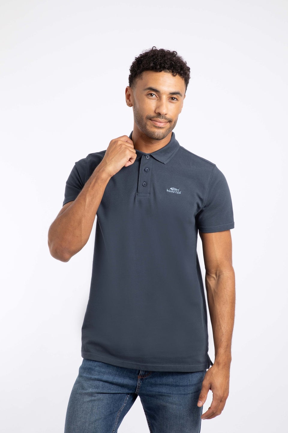 Weird Fish Navy Miles Pique Polo