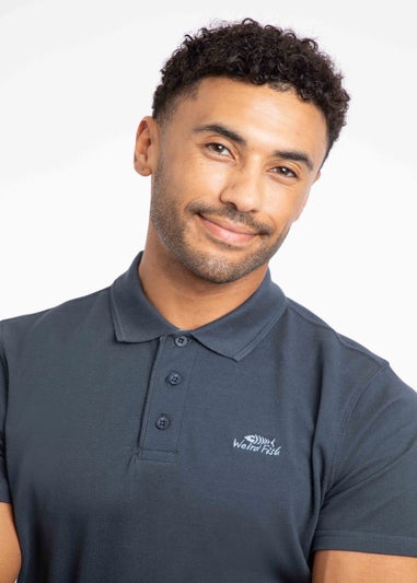 Weird Fish Navy Miles Pique Polo