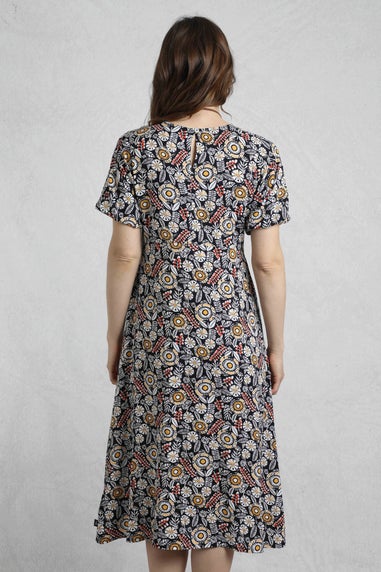 Weird Fish Navy Everly  Printed Dress