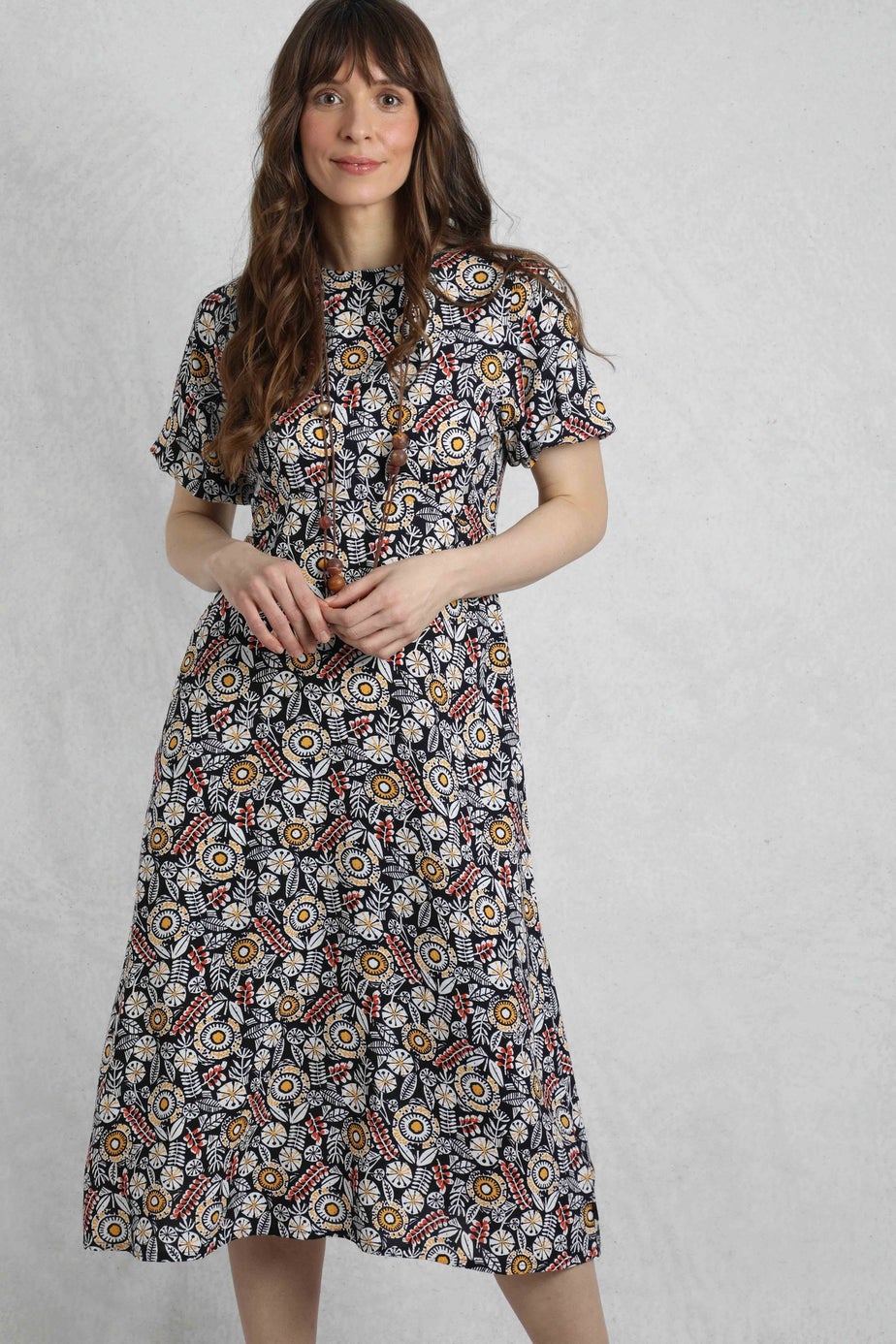 Weird Fish Navy Everly  Printed Dress
