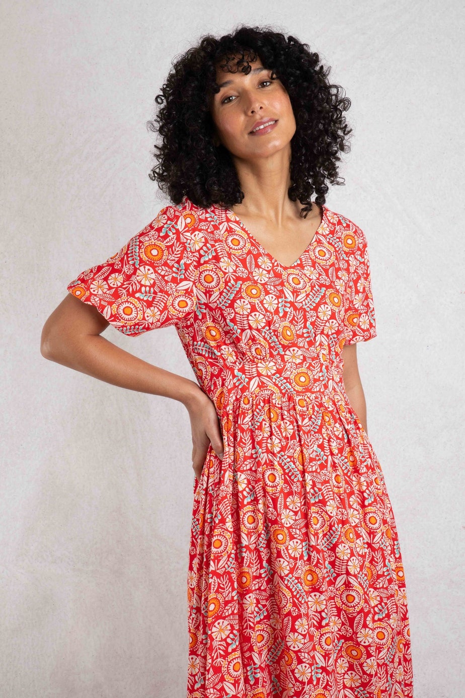 Weird Fish Tango Red Dilsha Printed Midi Dress