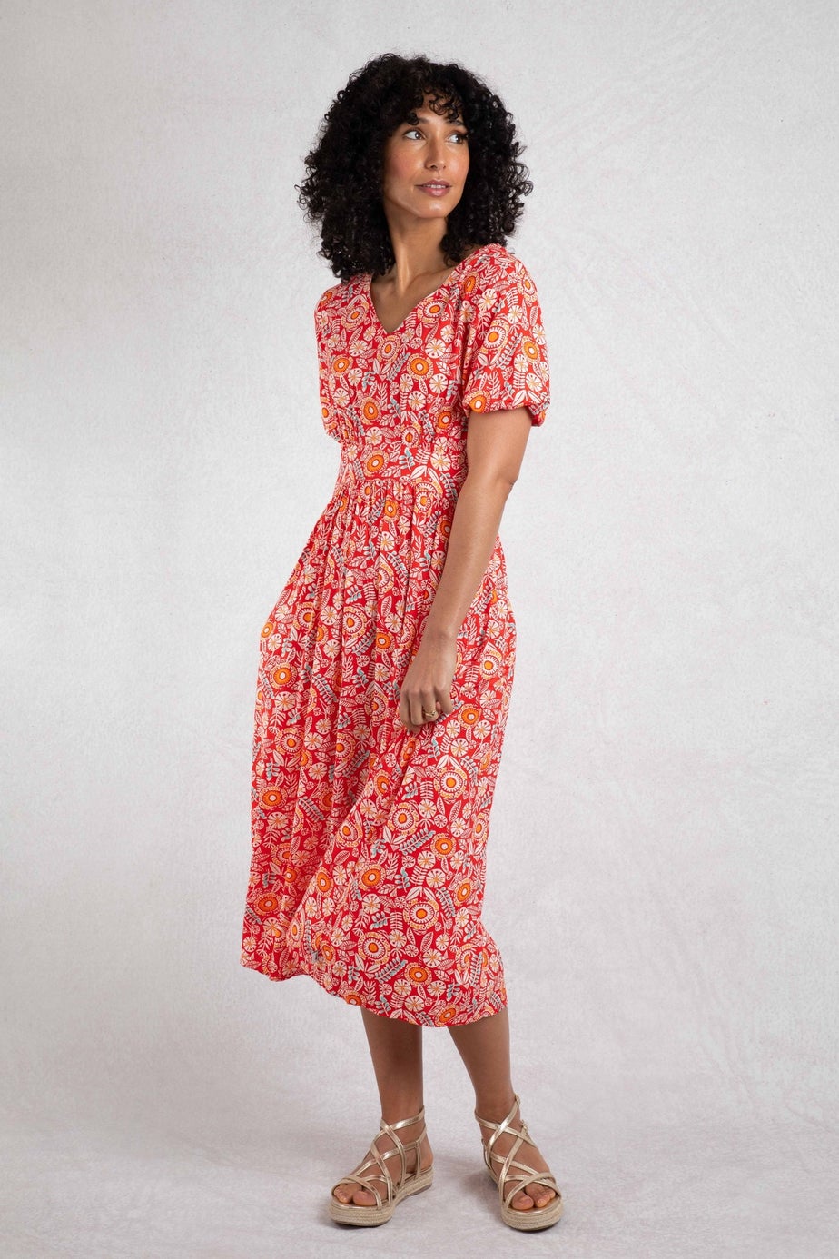 Weird Fish Tango Red Dilsha Printed Midi Dress
