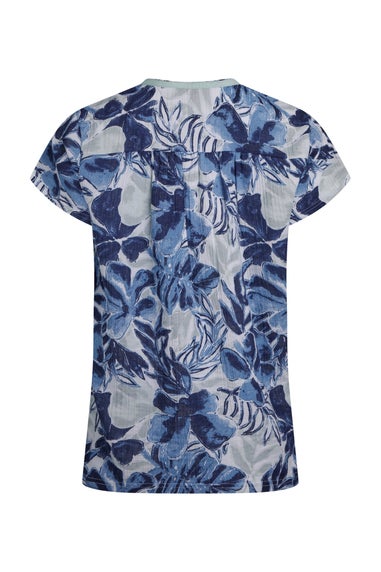 Weird Fish Ink Blue Sofia Printed Double Cloth Blouse