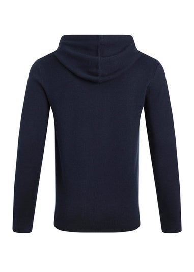 Weird Fish Navy Samuel Knitted Full Zip Hooded Jumper