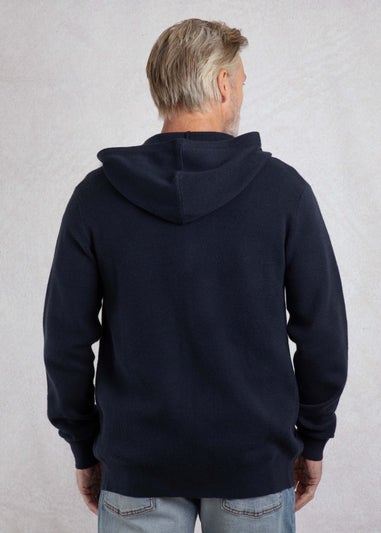 Weird Fish Navy Samuel Knitted Full Zip Hooded Jumper