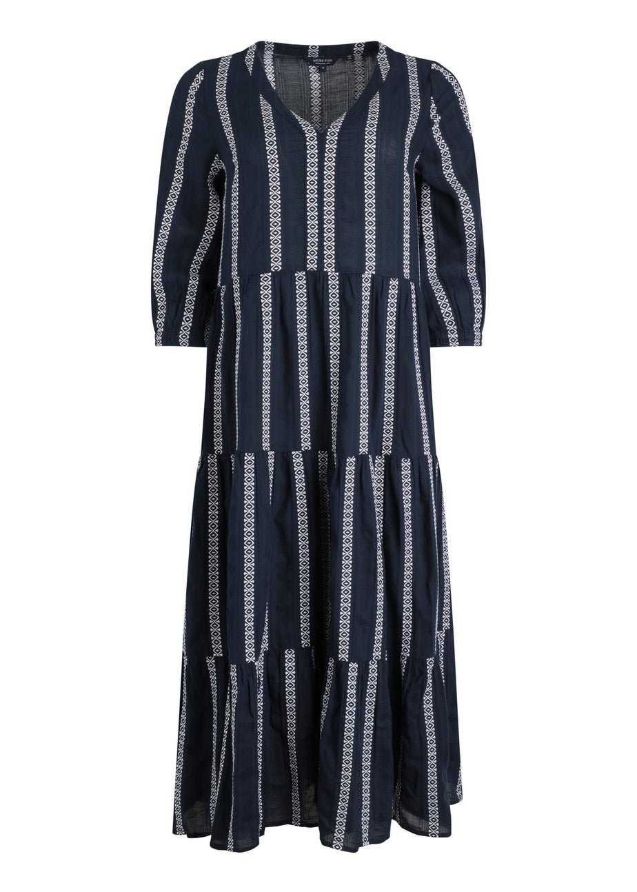 Weird Fish Navy Emmy Striped Woven Maxi Dress
