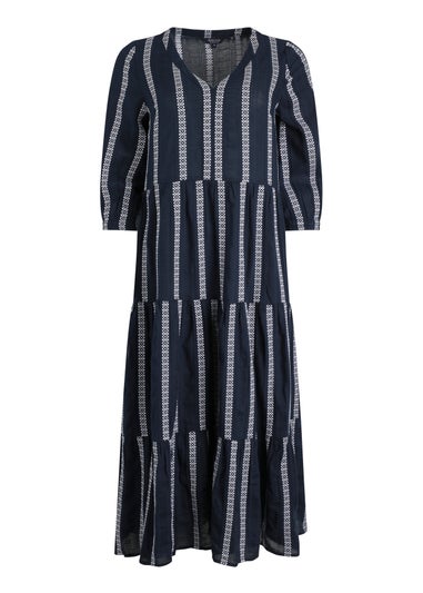 Weird Fish Navy Emmy Striped Woven Maxi Dress