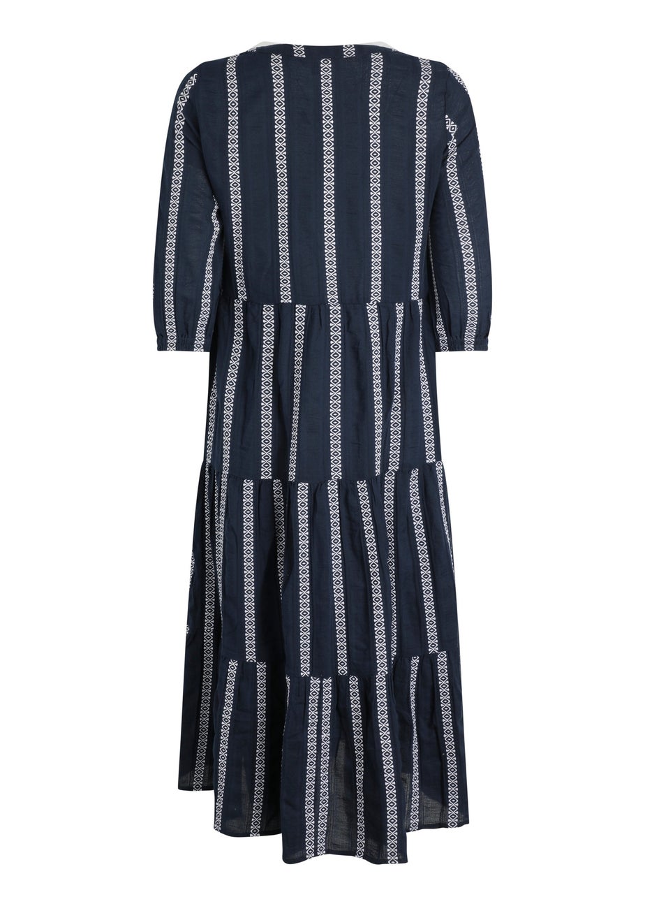 Weird Fish Navy Emmy Striped Woven Maxi Dress