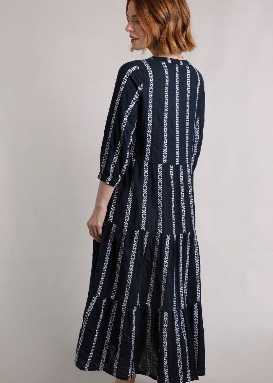 Weird Fish Navy Emmy Striped Woven Maxi Dress