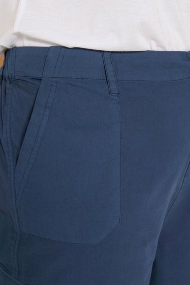 Yours Curve Navy Blue Cotton Cropped Cargo Trousers