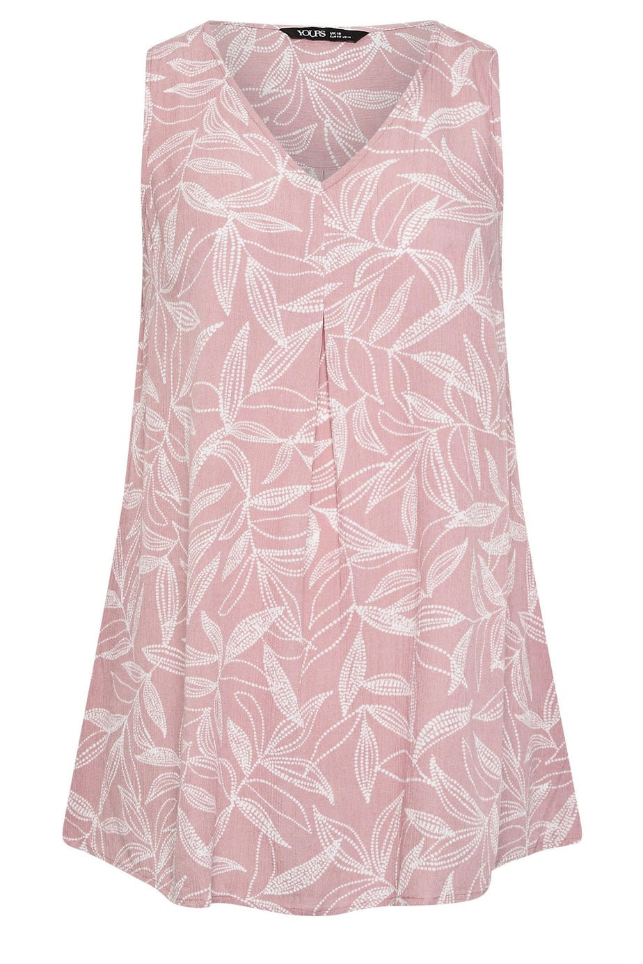 Yours Curve Pink Palm Leaf Pleat Front Vest Top