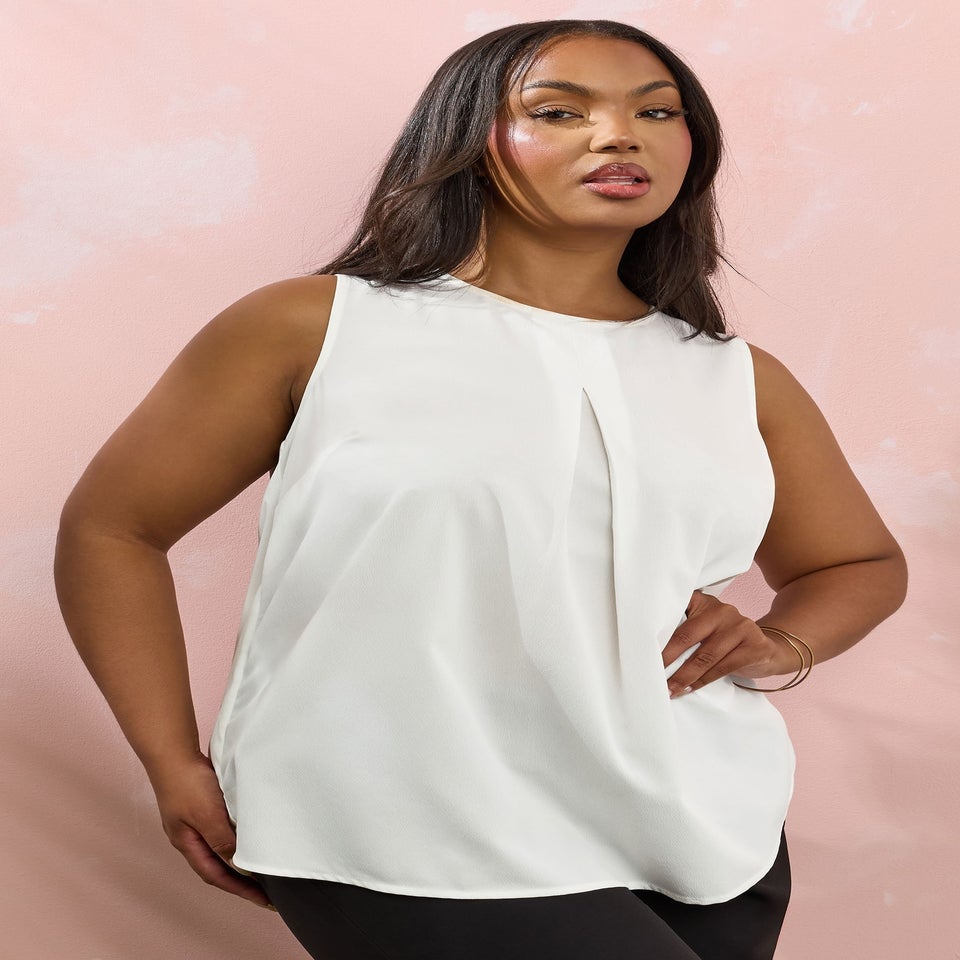 Yours Curve Ivory White Lace Insert Vest Top