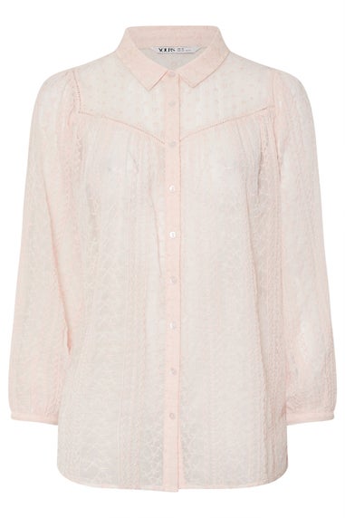 YOURS Curve Light Pink Sheer Embroidered Blouse