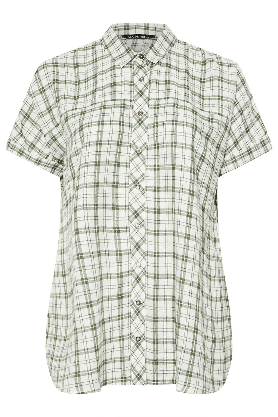 YOURS Curve Green Metallic Check Print Shirt