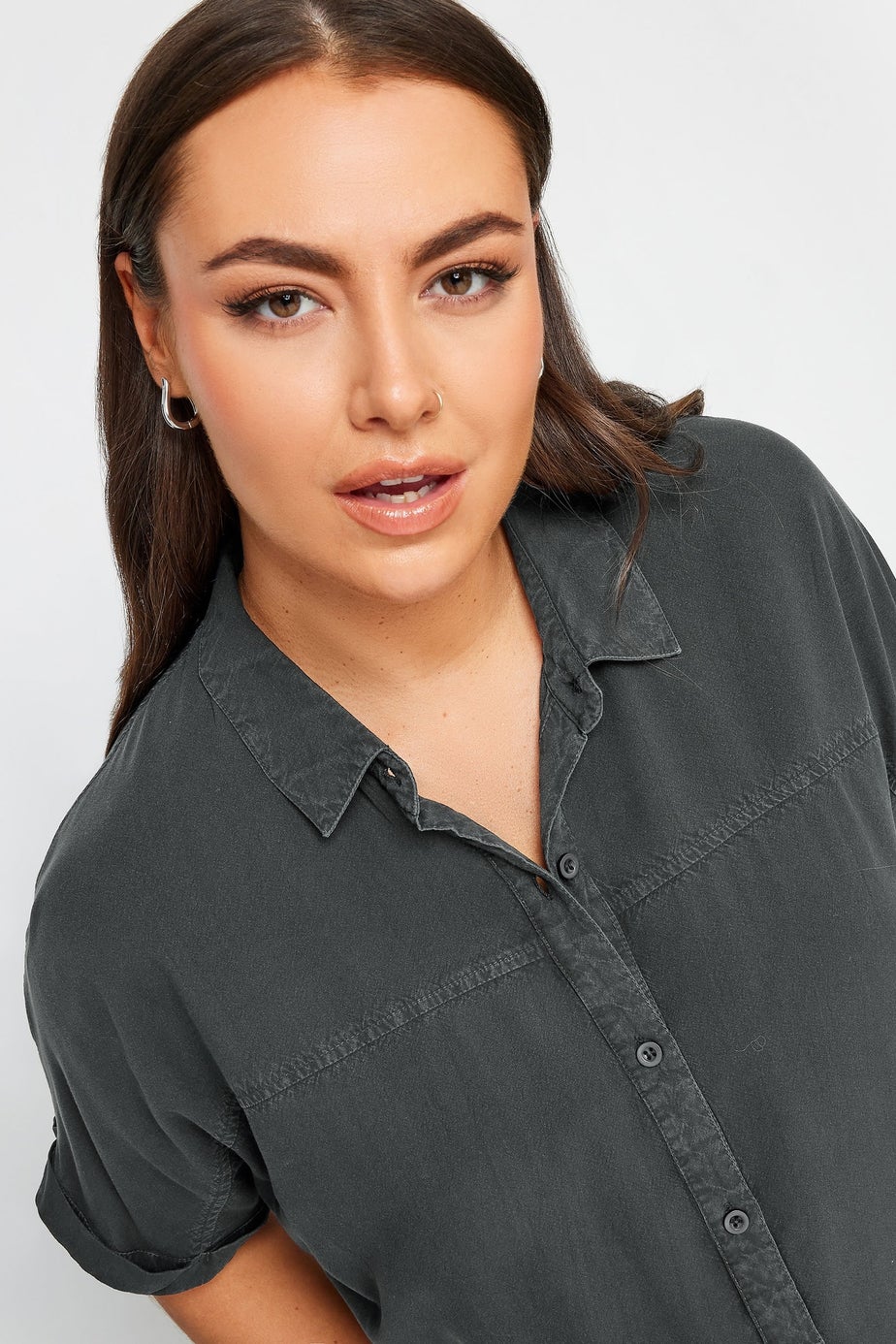 YOURS Curve Black Chambray Shirt