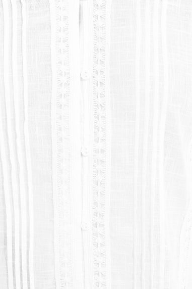 YOURS Curve White Crochet Trim Pleated Blouse