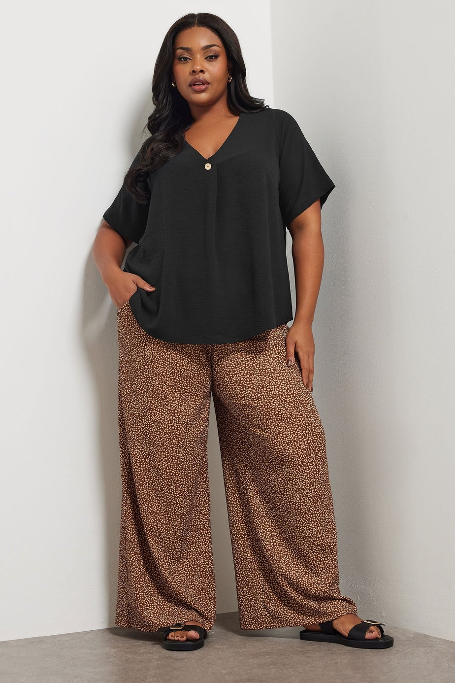 YOURS Curve Black Button Detail Blouse