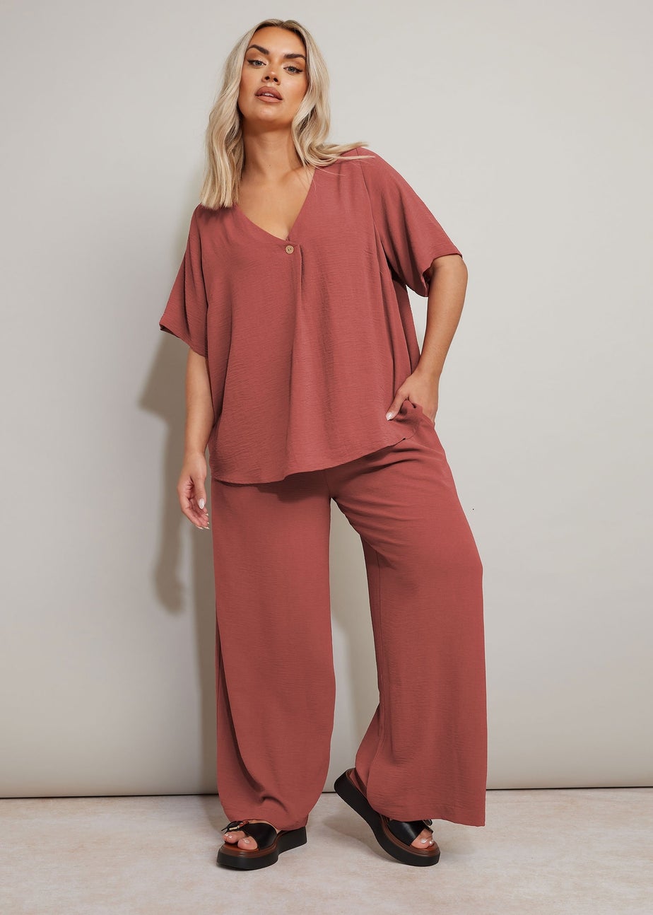 YOURS Curve Rust Orange Button Detail Blouse