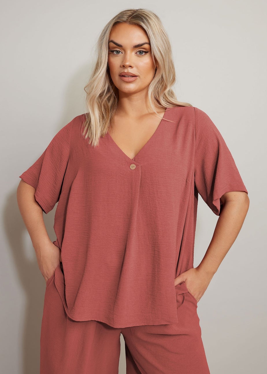 YOURS Curve Rust Orange Button Detail Blouse