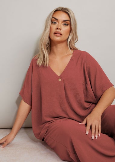 YOURS Curve Rust Orange Button Detail Blouse