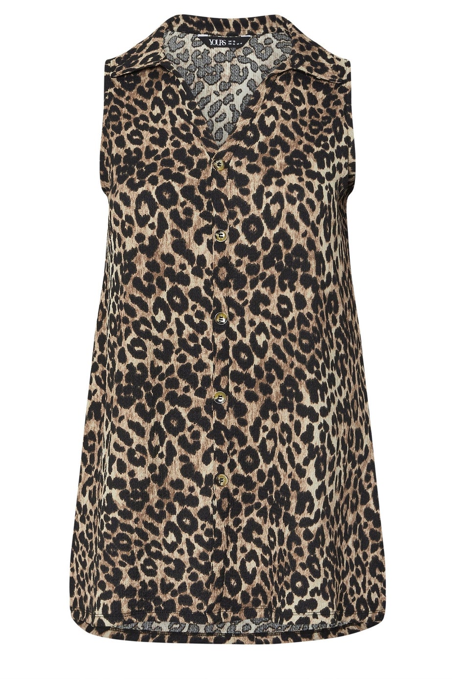YOURS Curve Brown Textured Leopard Sleeveless Shirt