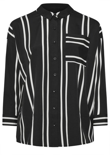 YOURS Curve Black & White Stripe Print Oversized Shirt