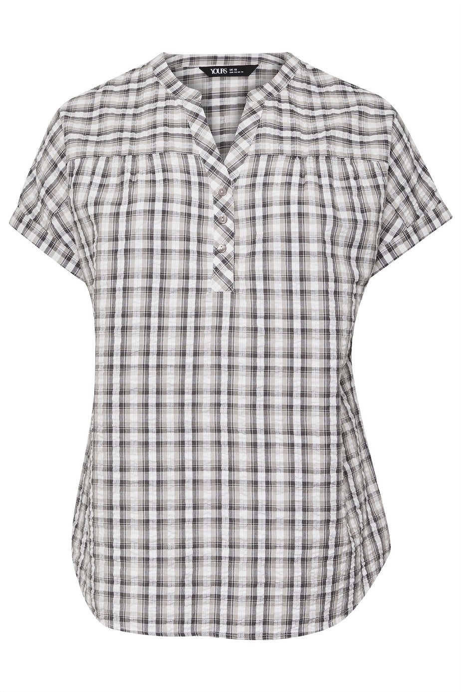 YOURS Curve Grey Check Print Textured Blouse