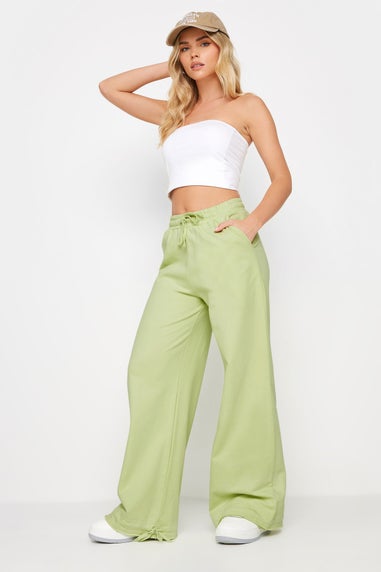PixieGirl Petite Lime Green Wide Leg Hem Detail Jogger