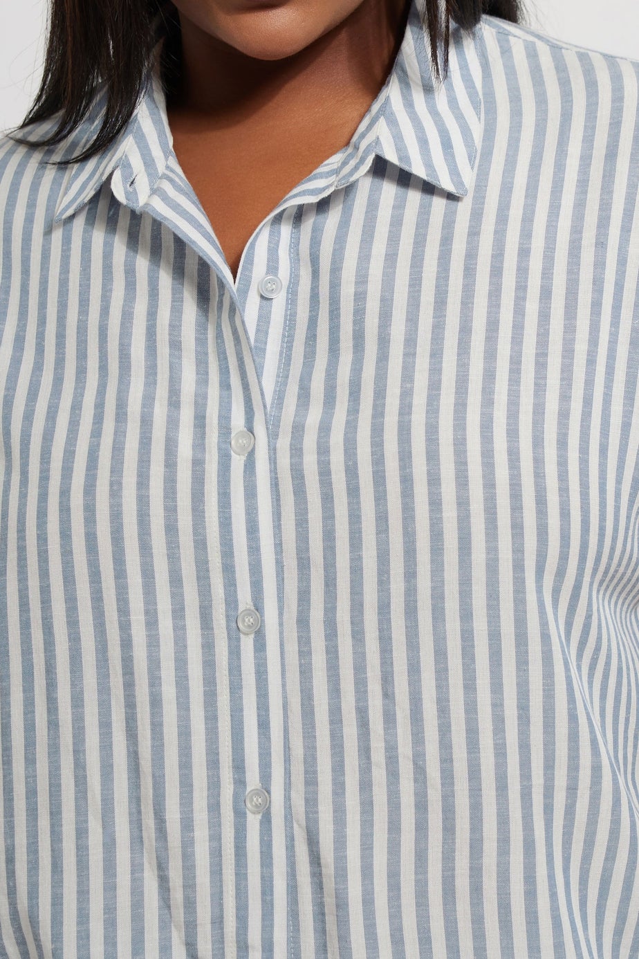 YOURS Curve Blue Stripe Boxy Sleeveless Shirt