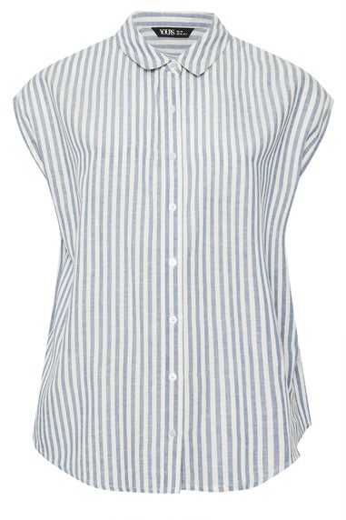 YOURS Curve Blue Stripe Boxy Sleeveless Shirt