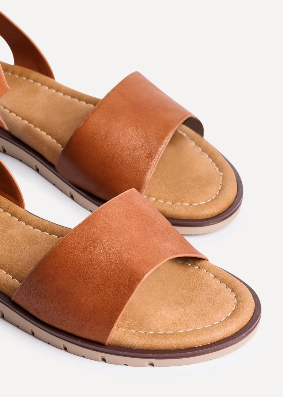 Linzi Nora Sand Faux Leather Footbed Two Part Sandal